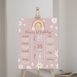 Poster Boho Rainbow Daisy Birthday - Sinal de Milestone