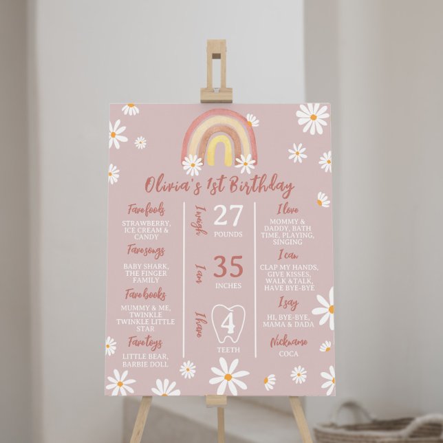 Poster Boho Rainbow Daisy Birthday - Sinal de Milestone (Criador carregado)