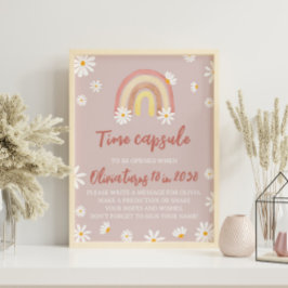 Poster Boho Rainbow Daisy Hora Sinal da Cápsula de Aniver