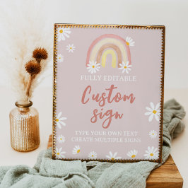 Poster Boho Rainbow Daisy - Sinal de Mesa Festa de aniver