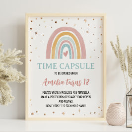 Poster Boho Rainbow Girl Birthday Time Capule Sinal
