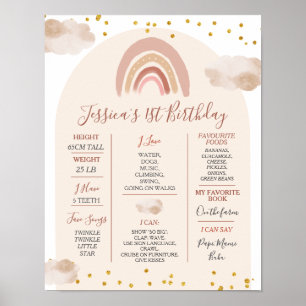 Poster Boho Rainbow Maravilhoso 1rua Ano de Aniversário M
