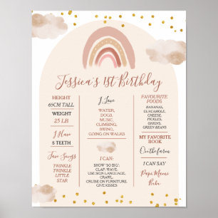 Poster Boho Rainbow Maravilhoso 1rua Ano de Aniversário M