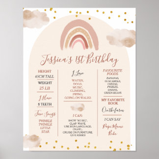 Poster Boho Rainbow Maravilhoso 1rua Ano de Aniversário M