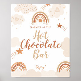 Poster Boho Rainbow Sinal de Bar de Chocolate Quente