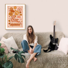Poster Boho Retro Aquário Zodíaco