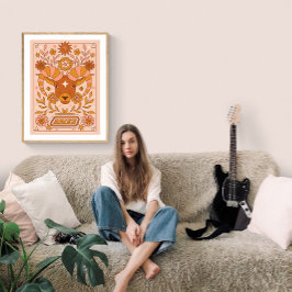Poster Boho Retro Áries Zodíaco