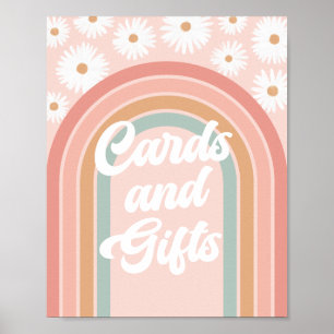 Poster Boho Retro Daisy Birthday Cards and Gift Sinal