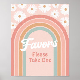Poster Boho Retro Daisy Birthday Favorece Sinal