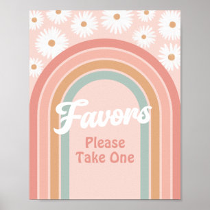 Poster Boho Retro Daisy Birthday Favorece Sinal