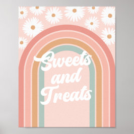 Poster Boho Retro Daisy Birthday Sweets and Treats Sign