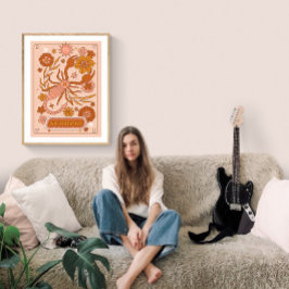 Poster Boho Retro Escorpião Zodíaco
