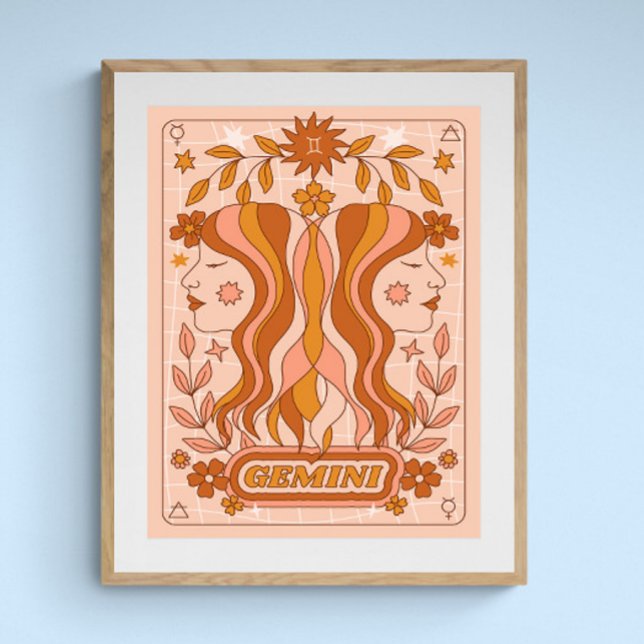 Poster Boho Retro Gemini Zodiac (Criador carregado)