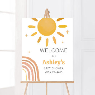 Poster Boho Retro Sunshine Chá de fraldas Welcome