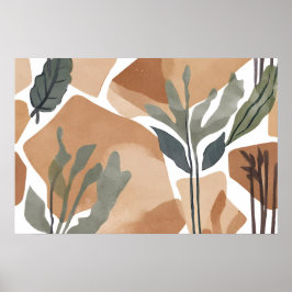 Poster Boho Rock Leaf Estilo de Arte Botânica Simples Mod