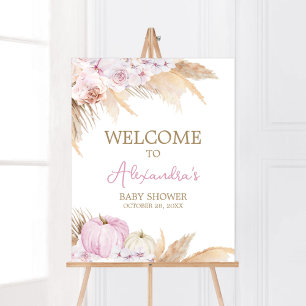 Poster Boho Rosa Chá de fraldas Pumpkin Bem-vindo
