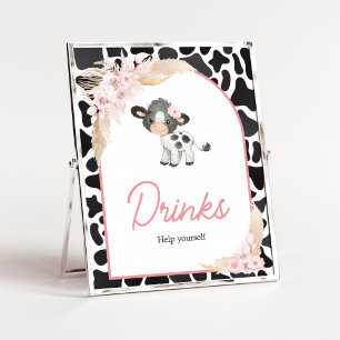 Poster Boho Rosa Highland Bebe Vacas