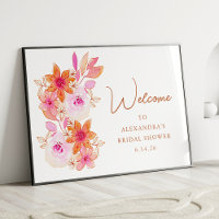 Boho Rosa Laranja Flores Chuveiro Bem-Vindo Person