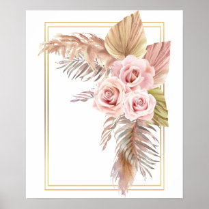 Poster Boho Rosa Pampas Grass Palm Seco