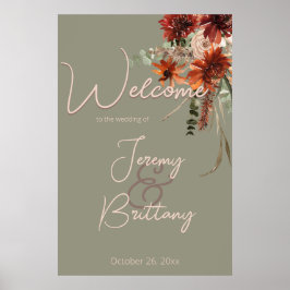 Poster Boho Rust & Neutral Fall Floral Sage Casamento Ver