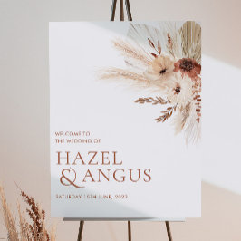 Poster Boho Rust Terracotta Pampas Sinal de Boas-Vindas