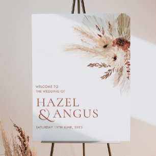 Poster Boho Rust Terracotta Pampas Sinal de Boas-Vindas