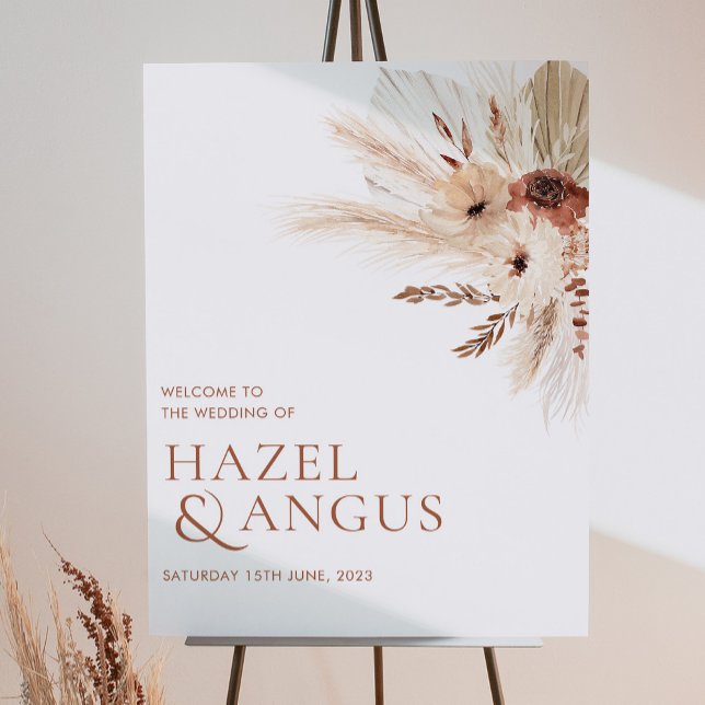 Poster Boho Rust Terracotta Pampas Sinal de Boas-Vindas (Criador carregado)