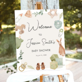 Poster Boho Rustic Chá de fraldas Boy Neutral Welcome