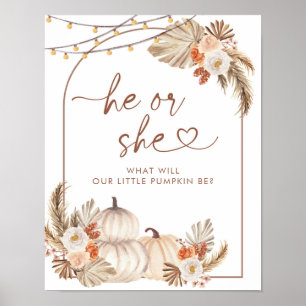 Poster Boho Rustic Pumpkin Call he ou ela assina