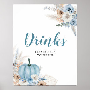 Poster Boho Rustic Pumpkin Fall Chá de fraldas Bebidas Si