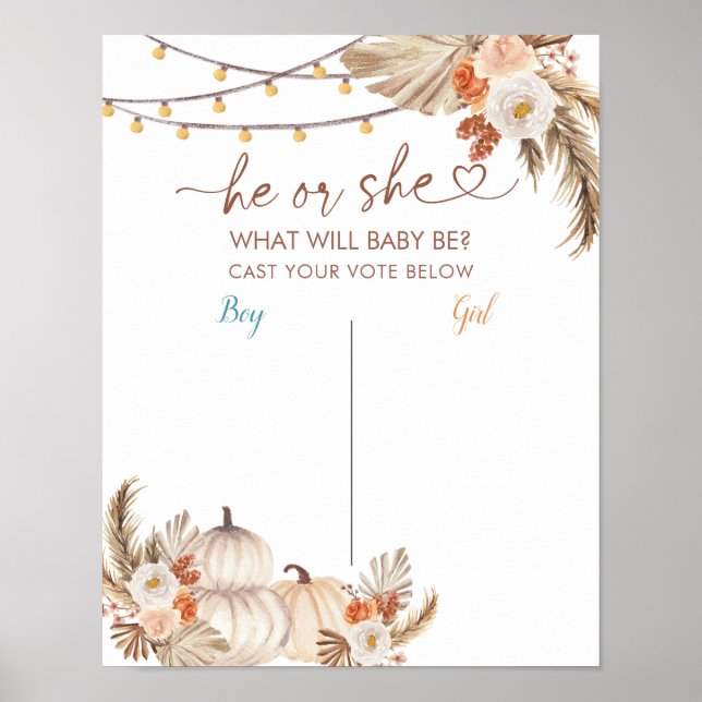 Poster Boho Rustic Pumpkin Fall Voting Conselho (Frente)