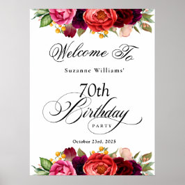 Poster Boho Rustic Watercolor Floral 70 Festa de aniversá