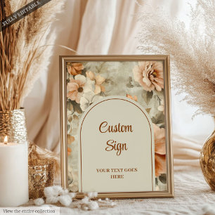 Poster Boho Rústico Terracota Marfim Floral Personalizado