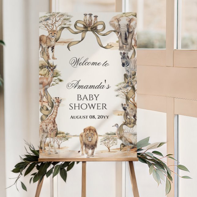 Poster Boho Safari Animals Neutral Baby Shower Welcome (Criador carregado)