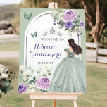 Poster Boho Sage Green Purple Floral Quinceañera Bem-vind<br><div class="desc">Boho Sage Green Purple Floral Quinceañera Sinal de Boho Sage</div>