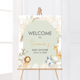 Poster Boho Sage Green Safari Bem-vindo