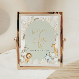 Poster Boho Sage Green Safari Fralda Raffle