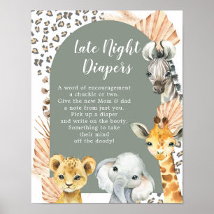 Poster Boho Sage Green Safari Oh Boy Tarde Fralda Noturna