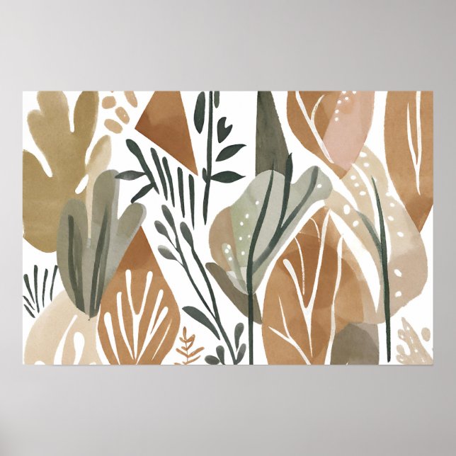 Poster Boho selva Folha Arte Botânica Simples Moderno (Frente)