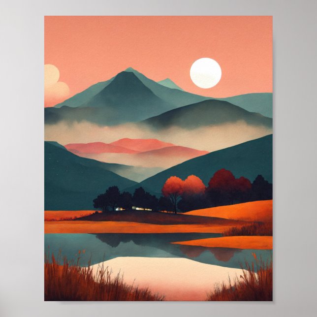 Poster "Boho Serenity: Minimalista Mountain Escape" (Frente)