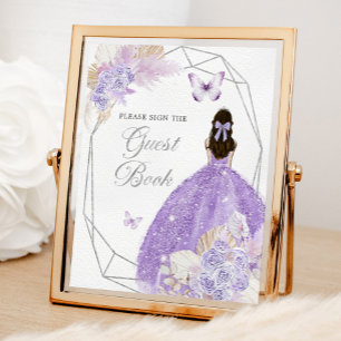 Poster Boho Silver Lilac Geométrico Quinceañera