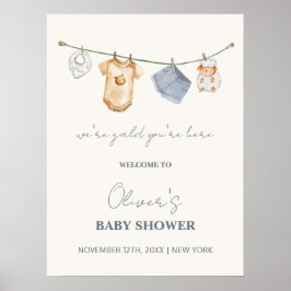 Poster Boho Simples Bonito Bothesline Chá de fraldas Bem-
