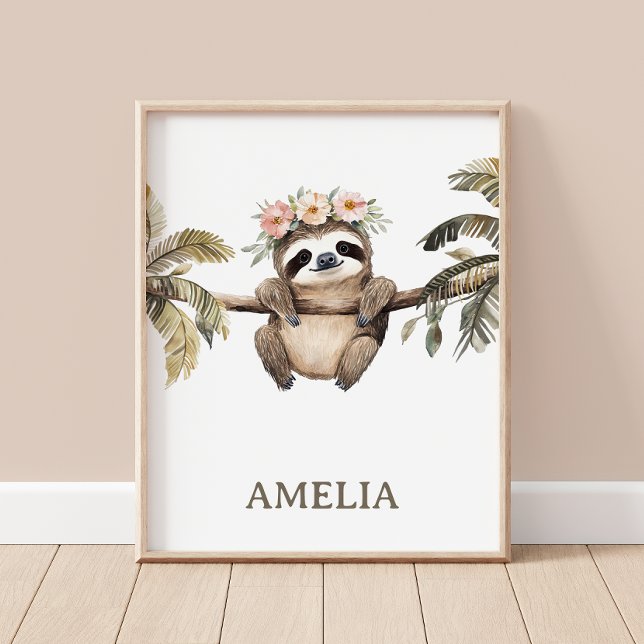 Poster Boho Sloth Jungle Animal Nursery Wall (Criador carregado)