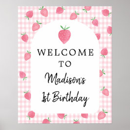 Poster Boho Strawberry Berry Sweet Birthday Bem-vindo