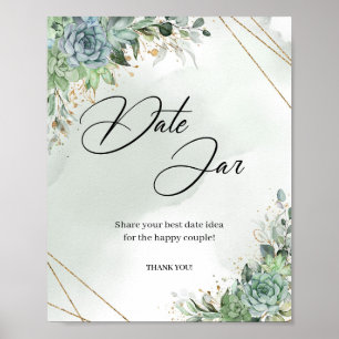 Poster Boho suculenta o eucalipto dourado Data sinal de j