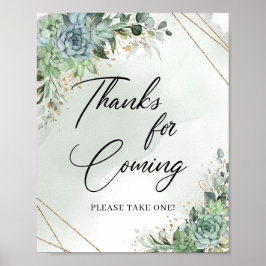 Poster Boho suculenta Obrigados de ouro de eucalipto para