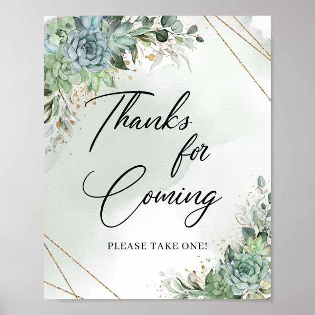 Poster Boho suculenta Obrigados de ouro de eucalipto para (Frente)