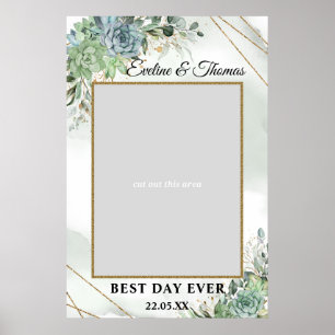 Poster Boho Suculentas eucalipto adereço dourado para fot