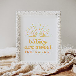 Poster Boho Sun Chá de fraldas Babies são sinais doces
