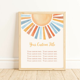 Poster Boho sunshine símbolo personalizado amarelo sol az